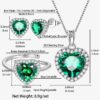 Women Heart Jewelry Set Necklace Earrings Ring 925 Sterling Silver February Birthstone Amethyst Wife Mother Birthday Valentine's Day Gift