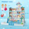 Doll House for Girls, 5-Story 19 Rooms Huge Dollhouse Playset with LED Lights, 2 Dolls, Furnitures, Accessories, DIY Pretend Play House Toys Gifts for Kids, Pink