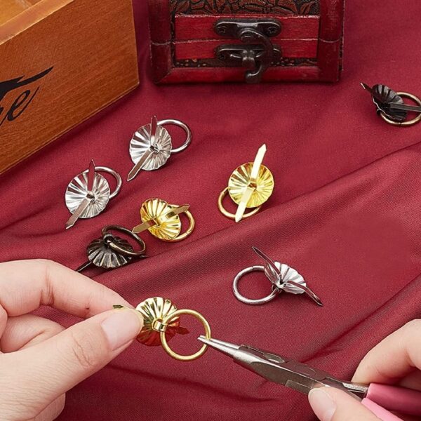 1box 100pcs 5 colors Metal Brad Fasteners with Pull Rings Mini Brad Paper Fasteners Crafts Decoration Accessories for Drawer