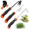 Weed Puller Tool with Gloves, Weeder Hand Tool for Garden, Weeding Tool with 4 Claws, Weeder Garden Root Remover Tool for Garden, Gap or Corner Weeding, 3 Pack