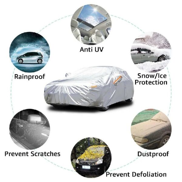 Heavy Duty Waterproof Full Car Cover All Weather Protection Outdoor Indoor Use UV Dustproof for Auto,SUV,Sedan