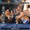 Outdoor Rug 6'x9' Waterproof Patio Rug Reversible Indoor Outdoor Rug Lightweight Plastic Straw Rug for RV Camping Deck Balcony Boho Porch Decor Dark Grey and White