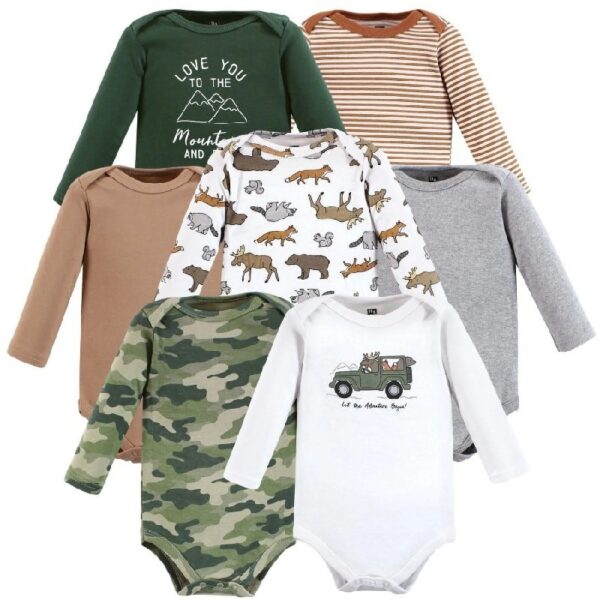 Cotton Long-Sleeve Bodysuits, 7-Pack, Preemie-24 Months