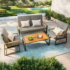 3 Pieces Patio Chairs Set with Glass-Top Coffee Table, Outdoor Bistro and Patio Furniture Set for Porch|Backyard|Balcony, Black