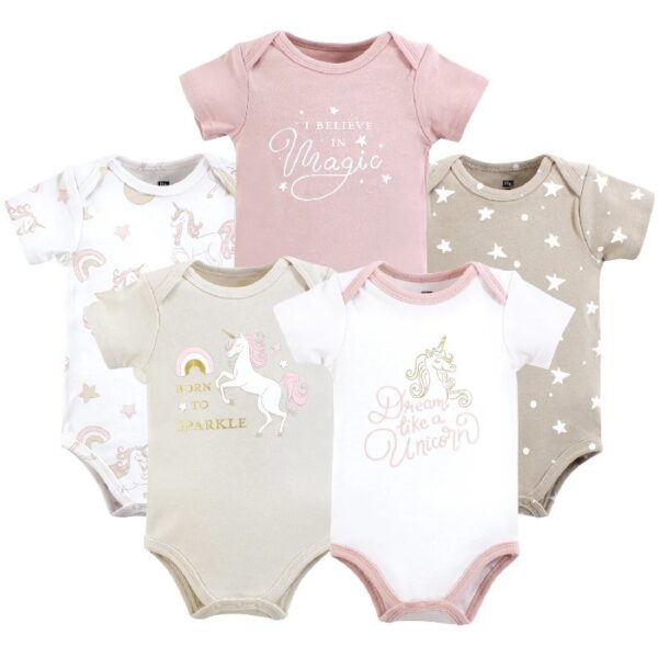 Short Sleeve Bodysuits, 5-Pack, Newborn- 24 Months