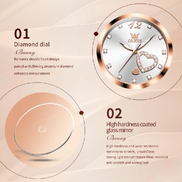 Women Watch Fashion Rose Gold Diamond Analog Quartz Female Watch for Women Luxury Dress Ladies Stainless Steel Luminous Waterproof Date Wrist Watches Green Dial