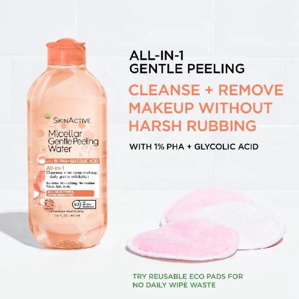 (3 pack) SkinActive Micellar Gentle Peeling Water Facial Cleanser, 13.5 fl oz