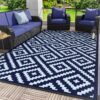 Outdoor Rugs Waterproof Plastic Straw Mat 6'x9' Reversible for RV Patio Deck Beach Black & Brown