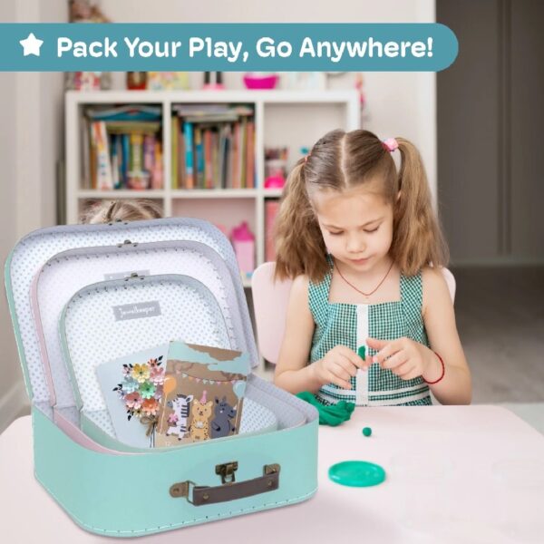 Jewelkeeper Paperboard Suitcases, Set of 3 Decorative Storage Boxes, Vintage Luggage for Birthdays, Weddings, World Map Design