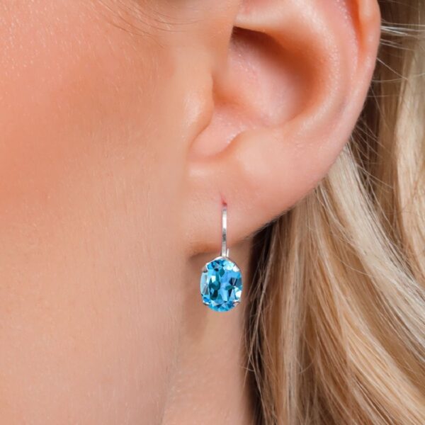 Gem Stone King 925 Sterling Silver Oval Cabochon White Simulated Opal Earrings for Women (2.10 Cttw, Oval 8X6MM)