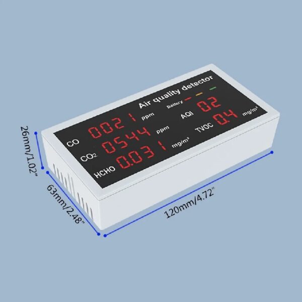 High Accuracy Air Quality Monitor CO CO2 HCHO TVOC Detector Gas Detector LED
