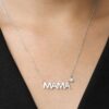 JeenMata MAMA Diamond Pendant Necklace in 18K White Gold over Silver