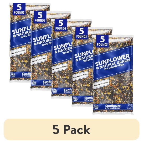 (5 pack) Sunflower & Natural Grains Wild Bird Feed, 5 lb