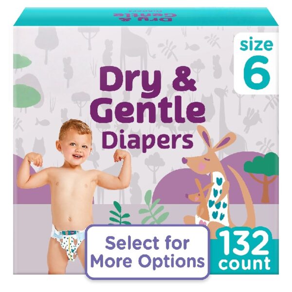Dry & Gentle Diapers Size 6, 132 Count (Select for More Options)