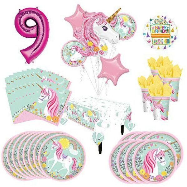 Mayflower Products Magical Unicorn Party Supplies 8 Guests 1st Birthday Balloon Bouquet Decorations