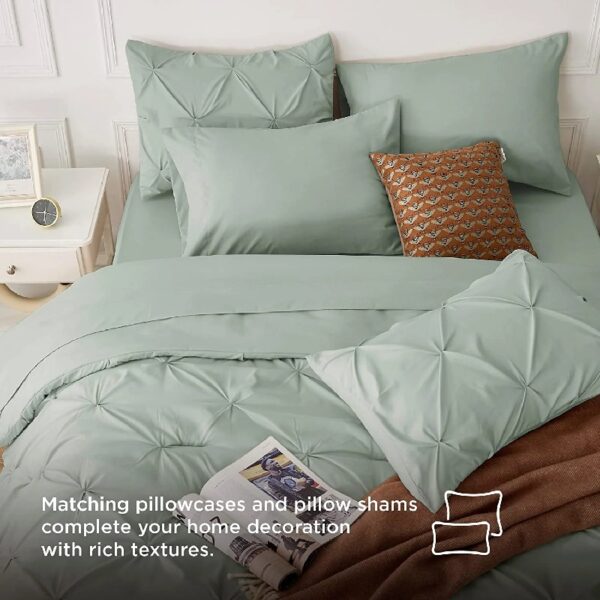 Dorm Bedding Twin Comforter Set - 5 Pieces Pintuck Bed in A Bag with Comforters, Sheets, Pillowcases & Shams