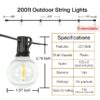 DAYBETTER Outdoor String Lights,100ft,with 50 G40 Edison Vintage Bulbs,Waterproof for Patio Garden Gazebo Bistro Cafe Backyard