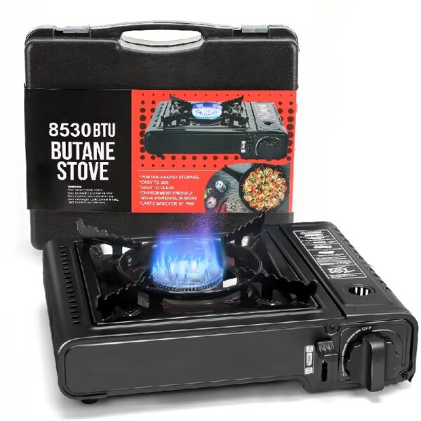 Portable Camping Stove, 1 Burner Butane Gas Stove with Updated Carrying Case