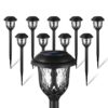 10 Pack Solar Lights Outdoor Decorative, Solar Pathway Lights Outdoor, Solar Powered Garden Yard Lights for Walkway Sidewalk Driveway. (Brown, Cool White)