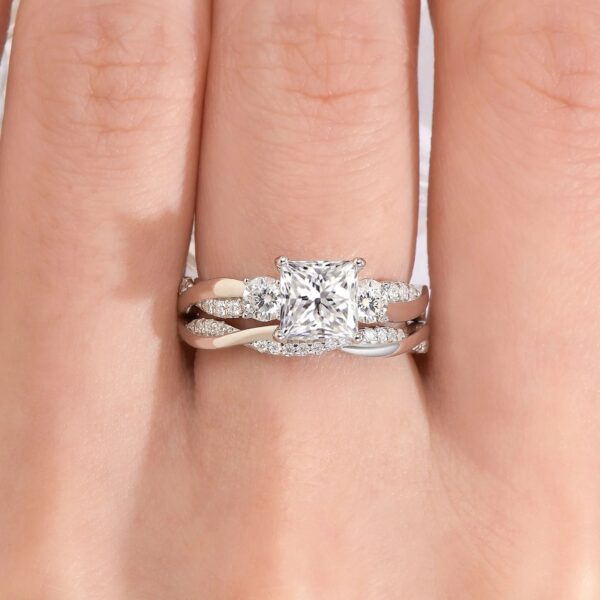 1 Carat Wedding Ring Sets Infinity Band Princess Sterling Silver Rings for Women CZ Size 7