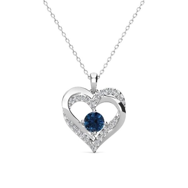 Forever March Birthstone 18k White Gold Plated Women's Necklace, Swarovski Crystals