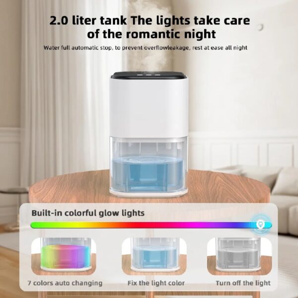 2000ml Portable Dehumidifier, Auto Defrost, Ultra Quiet for Home Large Room Bathroom Garage,Auto Power Off,LED Indicator,clearance sales,White
