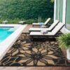 6'x 9' Outdoor Rug Plastic Waterproof Outside Foldable Mat UV Resistant Patio RV Deck Carpet,Black Brown