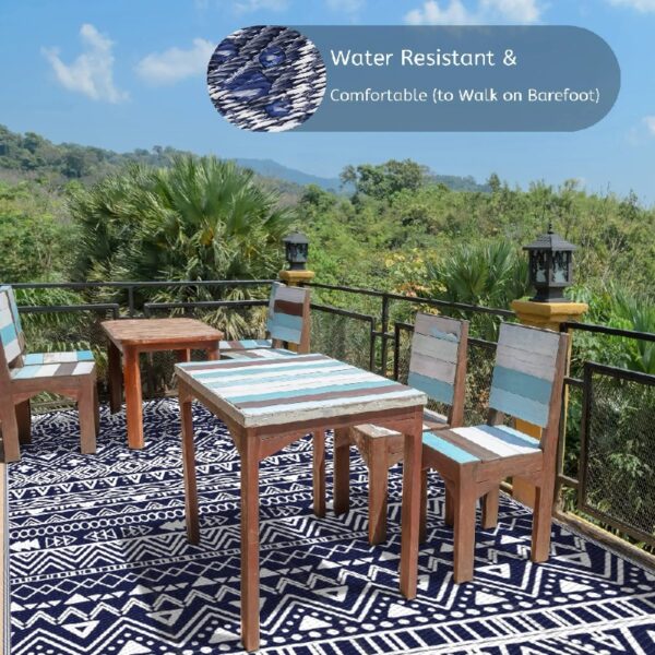 Outdoor Rugs Waterproof Plastic Straw Mat 6'x9' Reversible for RV Patio Deck Beach Black & Brown