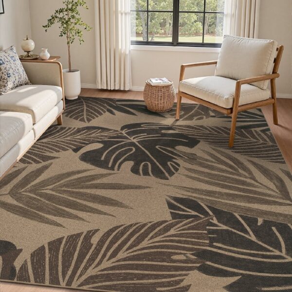 Outdoor Rug Carpet 5'x8' Waterproof Reversible Patio Rug Portable Indoor Outdoor Rug Plastic Straw Rug for Beach RV Camping Garden Picnic Deck Backyard Porch Decor Black