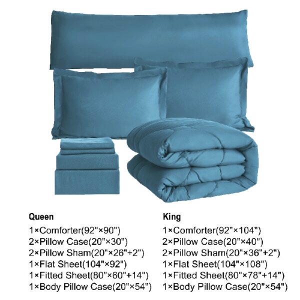 8 PCS Modern Comforter Set with Sheets All Season Bed in a Bag, Black, Queen Size