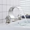 Widespread Bathroom Basin Faucet Crystal Handle Sink Mixer Tap Chrome Finish