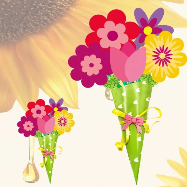 24 Pieces Flower Bouquet Craft Kit Mother'S Day Flower Bouquet Paper Craft Kit Colorful Diy Thankful Gift Craft for Teacher Appreciation Week Spring Handmade Project Classroom Activities