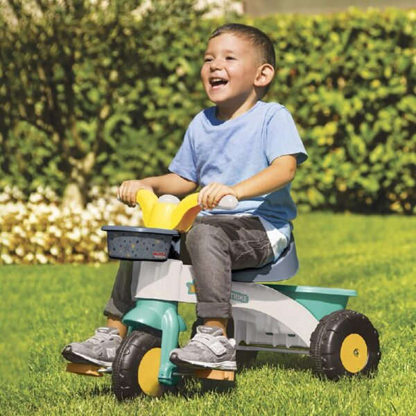 My First Trike: White, Green, Yellow - Pedal Operated 3 Wheeled Bike, 2 Baskets, Indoor & Outdoor Tricycle, Ride-On Toy, Kids Toddlers Ages 2+