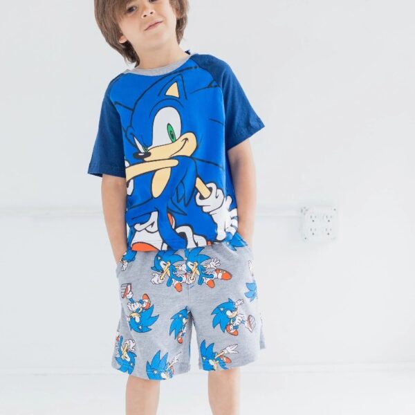 Sonic The Hedgehog Little Boys T-Shirt and French Terry Shorts Outfit Set Toddler to Big Kid