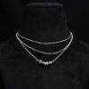 SATYAVIE JEWELLERY 925 Sterling Silver Multi Layered Chain Necklace for Women, Natural Herkimer Diamond Gemstone Necklace