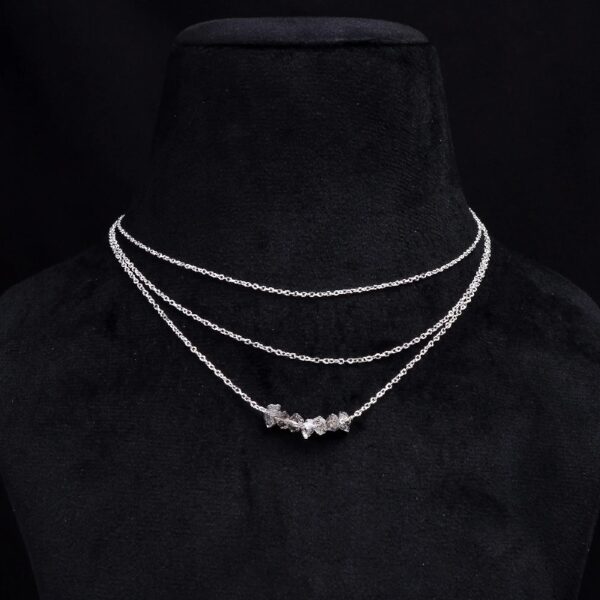 SATYAVIE JEWELLERY 925 Sterling Silver Multi Layered Chain Necklace for Women, Natural Herkimer Diamond Gemstone Necklace