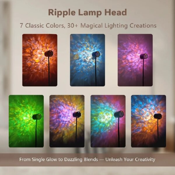 Sunset Floor Lamp with Ocean Wave Effect, 360° Rotation, 7 Color Filters, Boho Decor Lamp