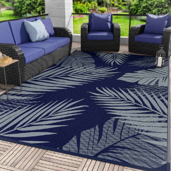 6'x9' Outdoor Rugs Patio Waterproof Outside Mat Reversible Plastic Camping Carpet,Black & Brown