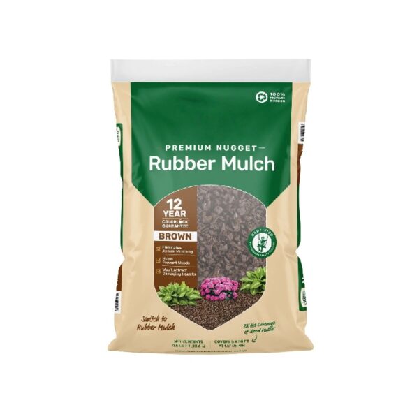 Premium Brown Rubber Mulch Nuggets, 0.8 cu ft
