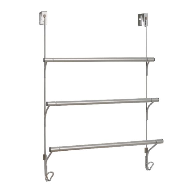 SnugFit Over-the-Door 3-Tier Towel Bar with Hooks, Satin Nickel
