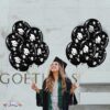 PMU Graduation Balloons 11 Inch PartyTex Premium Emerald Green with All-Over Print White Grad Caps-Confetti and Streamers Pkg/100