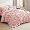 Dorm Bedding Twin Comforter Set - 5 Pieces Pintuck Bed in A Bag with Comforters, Sheets, Pillowcases & Shams