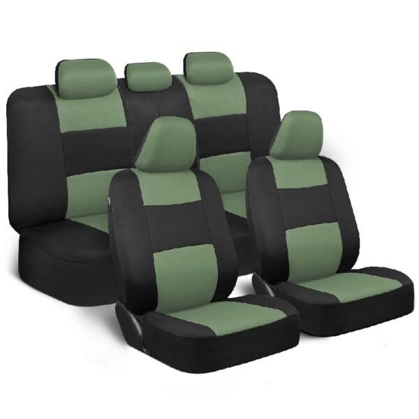PolyPro Car Seat Covers Full Set in Charcoal on Black – Front and Rear Split Bench for Cars, Easy to Install Cover Set, Accessories Auto Trucks Van SUV