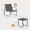 3 Pieces Patio Chairs Set with Glass-Top Coffee Table, Outdoor Bistro and Patio Furniture Set for Porch|Backyard|Balcony, Black
