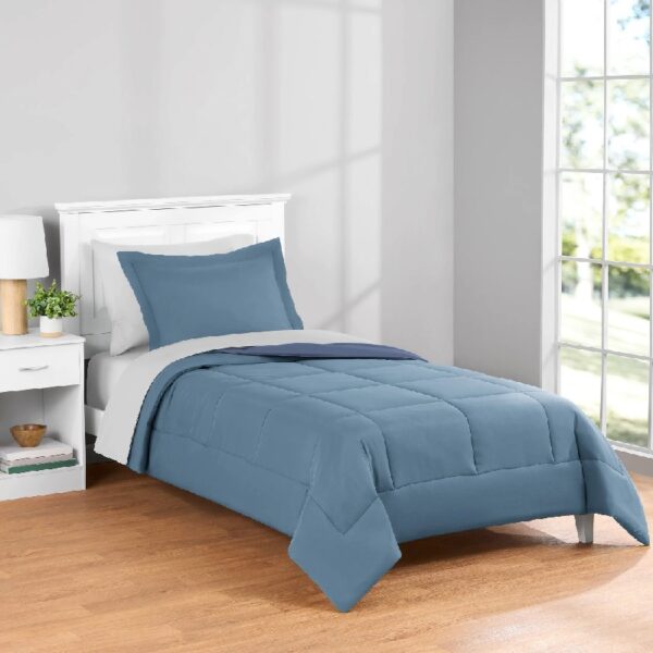 7 Piece Reversible Bed in a Bag Comforter Set with Sheets, Black, Queen