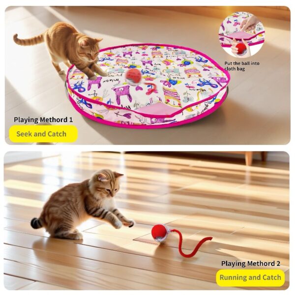 Cat Toys Rechargeable Electronic Pet Toy Ball Fast Rolling in Pouch Interactive Cat Toys for Indoor Cats