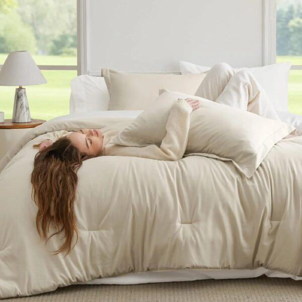 King Size Comforter Set Burnt Orange, 7 Pieces Lightweight King Bedding Sets Boho with Comforter, Sheets, Pillowcases & Shams