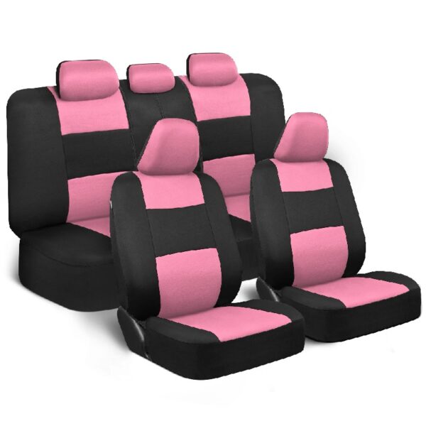 PolyPro Car Seat Covers Full Set in Charcoal on Black – Front and Rear Split Bench for Cars, Easy to Install Cover Set, Accessories Auto Trucks Van SUV