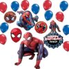Spider-Man Party Supplies Personalized Birthday 18 pc Balloon Bouquet Decorations with Life Size Spider Man Airwalker