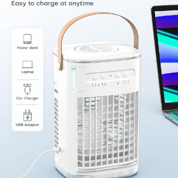 4in1 Small Air Conditioner, 16.5ft Remote, 1200ml Tank, 7h timer, 3Speed & 2Cool Mist, 7-Color Light for Bedroom Cover 100Sq.ft, No Battery
